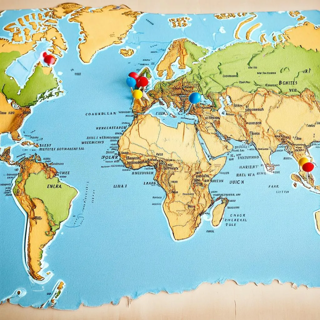 world map pins travel